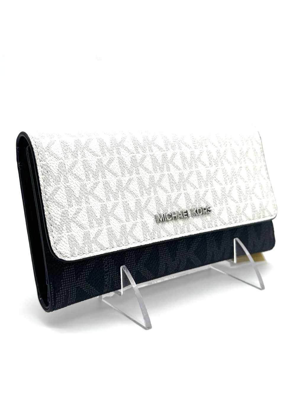 Michael Kors Large Jet Set Travel Trifold Wallet - Optic White Multi
